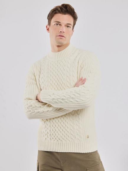 Armor Lux Wool Rich Cable Knit Jumper, Nature, Nature
