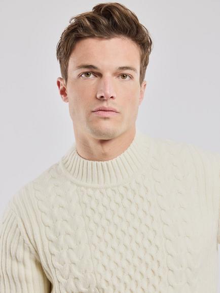 Armor Lux Wool Rich Cable Knit Jumper, Nature - view 2, Nature