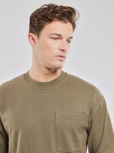 Armor Lux Rustic Cotton Crew Neck T-Shirt, Olive - view 2, Olive