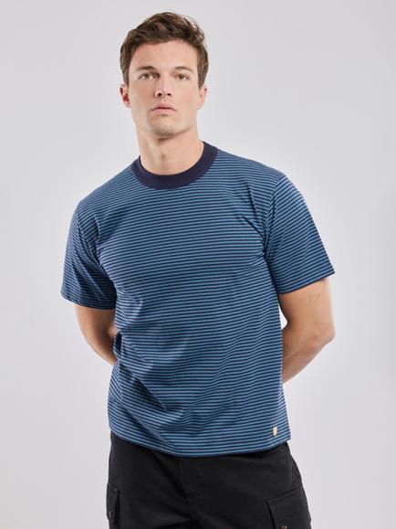 Armor Lux Heritage Stripe Crew Neck T-Shirt, Navire/Teal, Navire/Teal
