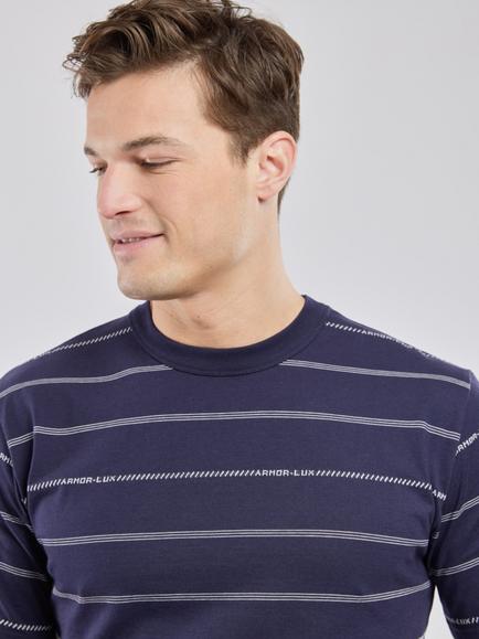 Armor Lux Heritage Cotton Stripe T-Shirt, Navire/Milk - view 2, Navire/Milk