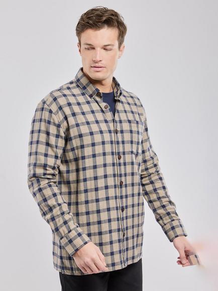 Armor Lux Button Down Check Cotton Overshirt, Carreaux Beigenavire, Carreaux Beigenavire