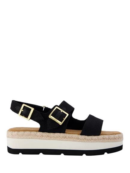 TOMS Giana Flatform Buckle Sandals, Black Beachside, Black Beachside