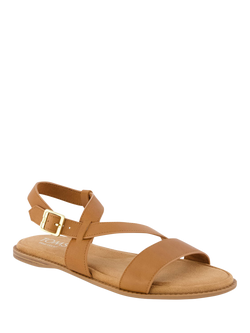 TOMS Mar Leather Strappy Footbed Sandals, Brown Sugar - view 2, Brown Sugar