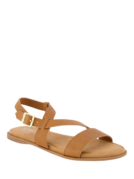 TOMS Mar Leather Strappy Footbed Sandals, Brown Sugar - view 2, Brown Sugar