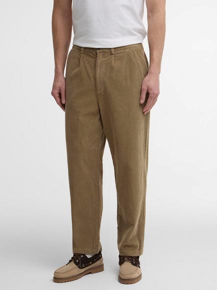 Barbour Relaxed Pleated Corduroy Trousers, Mushroom, Mushroom
