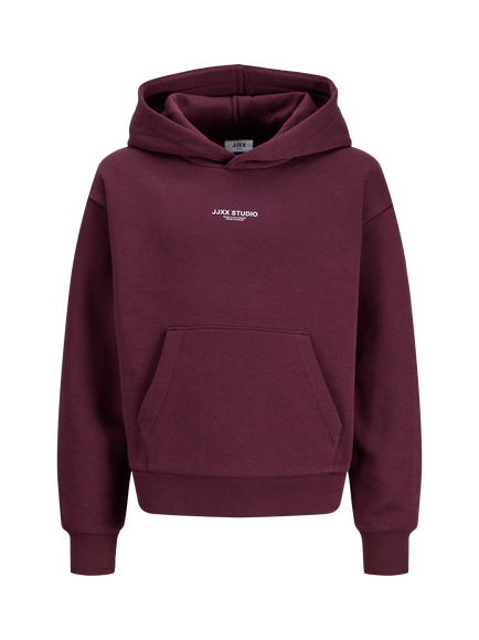 JJXX Kids' Cotton Blend Hoodie, Wine, Wine
