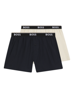 HUGO BOSS BOSS Cotton Boxer Shorts, Black/White, Black/White