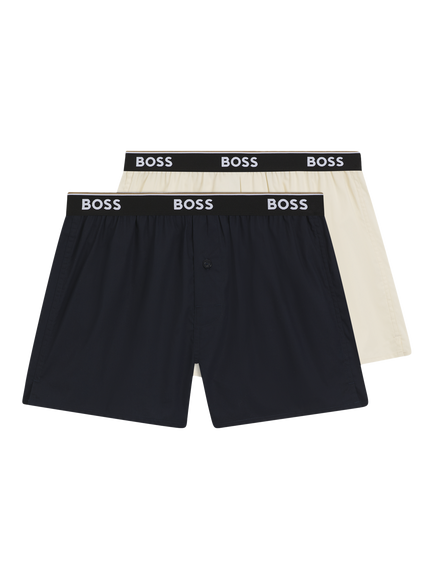 HUGO BOSS BOSS Cotton Boxer Shorts, Black/White, Black/White
