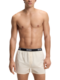 HUGO BOSS BOSS Cotton Boxer Shorts, Black/White - view 2, Black/White