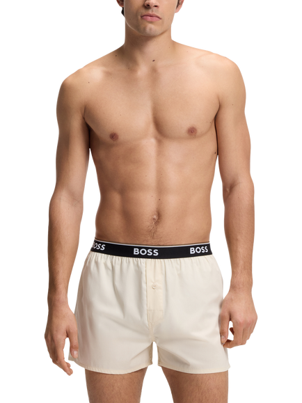 HUGO BOSS BOSS Cotton Boxer Shorts, Black/White - view 2, Black/White