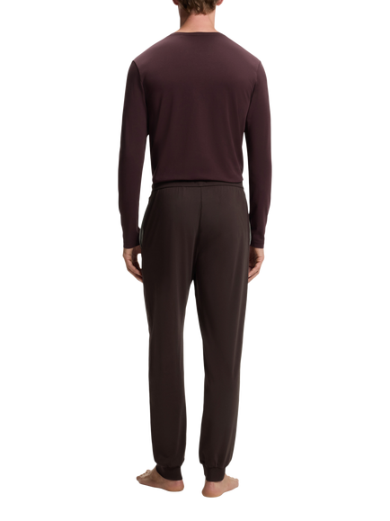 BOSS Stretch Cotton Lounge Trousers, Dark Brown - view 2, Dark Brown