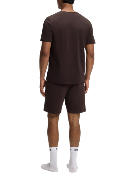 BOSS Stretch Cotton Lounge Shorts, Dark Brown - view 2, Dark Brown