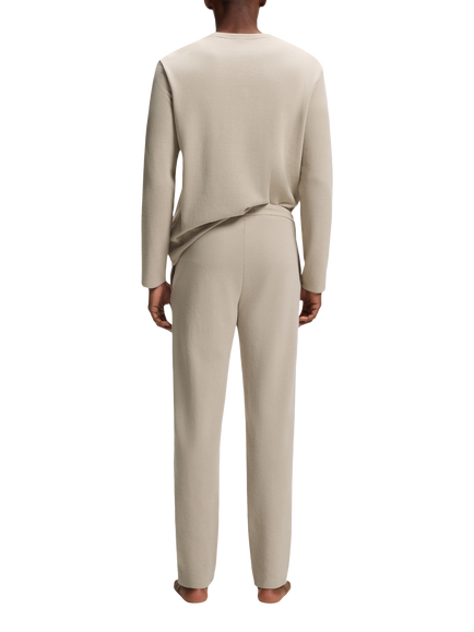 BOSS Cotton Blend Waffle Texture Embroidery Logo Lounge Top, Light Beige - view 2, Light Beige