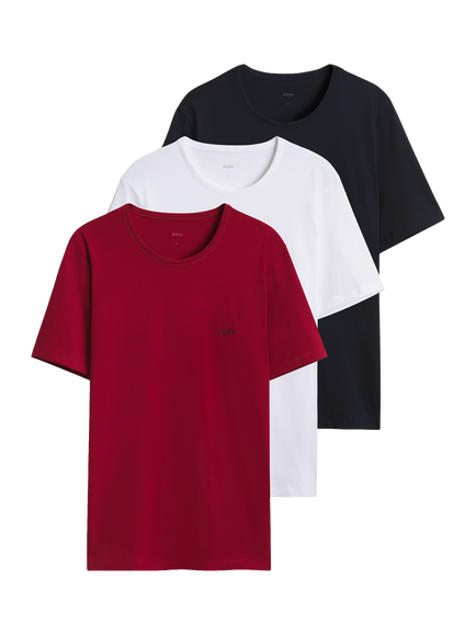 BOSS Cotton Underwear T-Shirt, Pack of 3, Open Red/Multi, Open Red/Multi