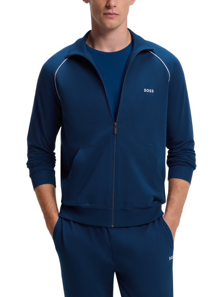 BOSS Stretch Cotton Zip Sports Jacket, Turquoise/Aqua, Turquoise/Aqua
