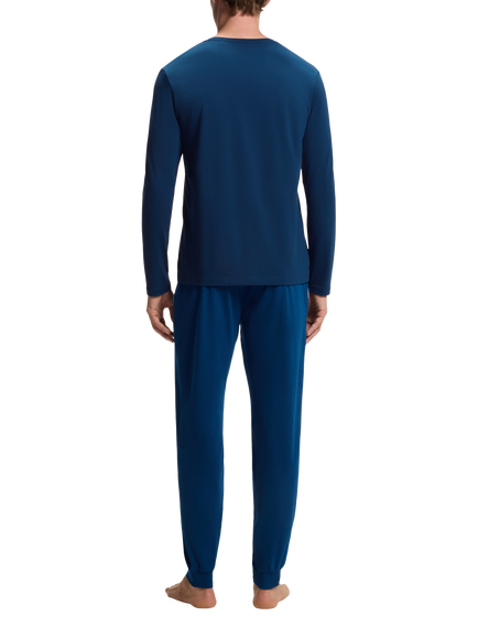 BOSS Stretch Cotton Embroidery Logo Long Sleeve Crew Neck Top, Turquoise/Aqua - view 2, Turquoise/Aqua