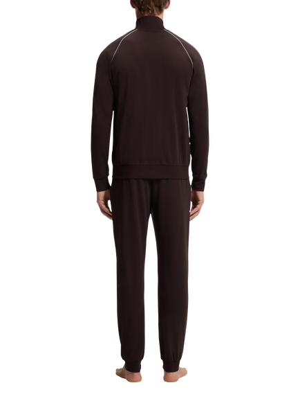 BOSS Stretch Cotton Zip Sports Jacket, Dark Brown - view 2, Dark Brown