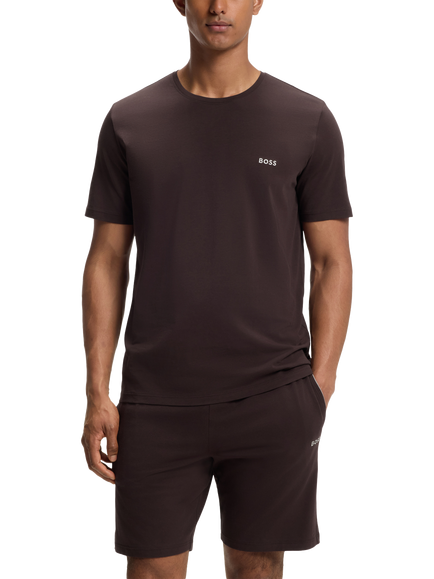 BOSS Stretch Cotton Crew Neck T-Shirt, Dark Brown, Dark Brown