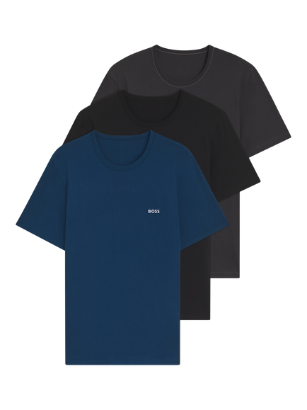 BOSS Cotton Underwear T-Shirt, Pack of 3, Open Blue, Open Blue