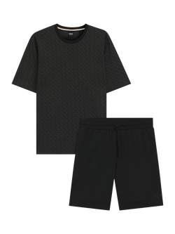 HUGO BOSS BOSS Short Cotton Pyjama Set, Black - view 2, Black