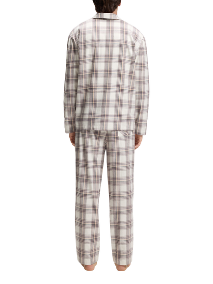BOSS Cotton Blend Holiday Check Pyjama Set, Open White - view 2, Open White