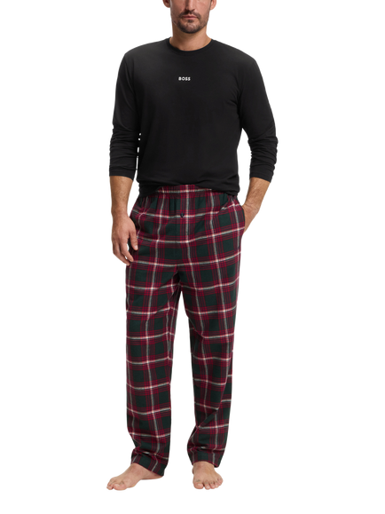 BOSS Cotton Blend Tonal Embroidered Logo Pyjama Set, Open Red - view 2, Open Red