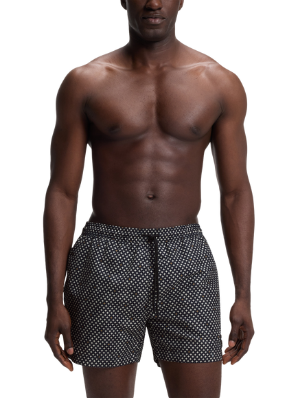 BOSS Geometric Pattern Swim Shorts, Open Brown, Open Brown