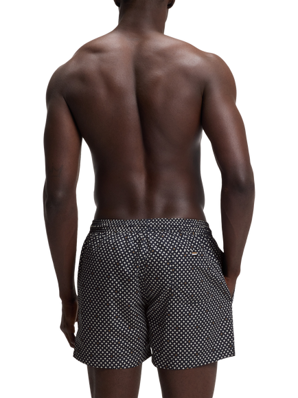 BOSS Geometric Pattern Swim Shorts, Open Brown - view 2, Open Brown