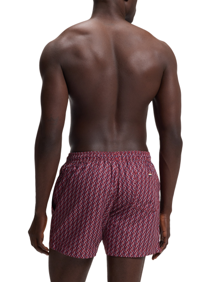 BOSS Vibe Geometric Pattern Swim Shorts, Medium Red - view 2, Medium Red