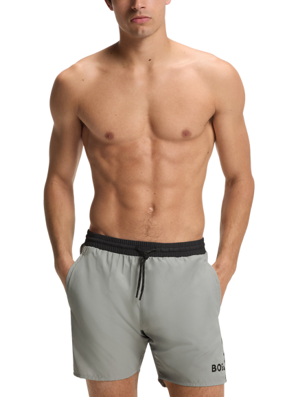HUGO BOSS BOSS Logo Swim Shorts, Open Grey, Open Grey