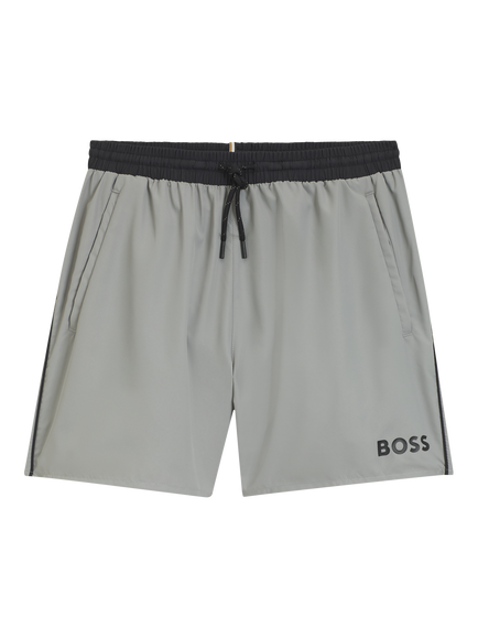HUGO BOSS BOSS Logo Swim Shorts, Open Grey - view 2, Open Grey