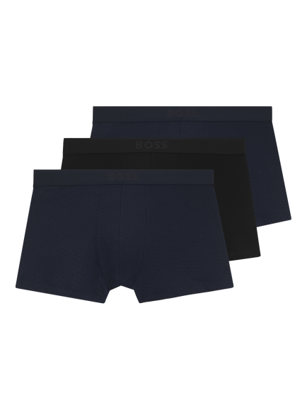 HUGO BOSS BOSS Cotton Blend Trunks, Pack of 3, Open Blue, Open Blue