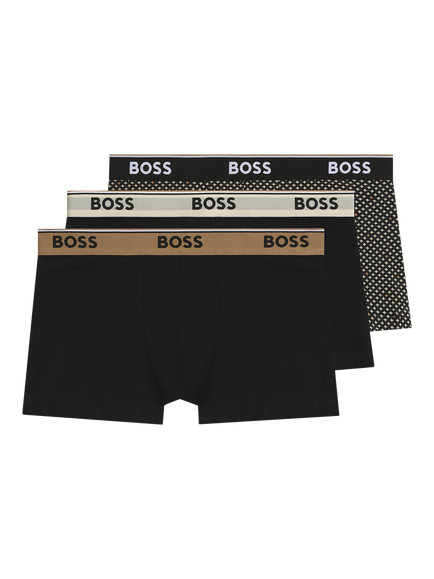 BOSS Stretch Cotton Waistband Trunks, Pack of 3, Medium Beige/Multi, Medium Beige/Multi