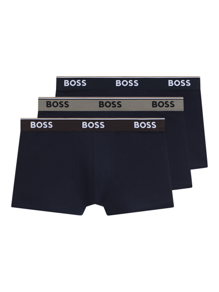 BOSS Stretch Cotton Waistband Trunks, Pack of 3, Black/Multi, Black/Multi