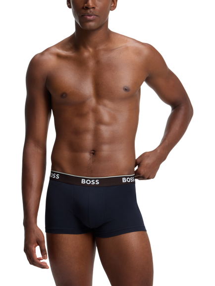 BOSS Stretch Cotton Waistband Trunks, Pack of 3, Black/Multi - view 2, Black/Multi