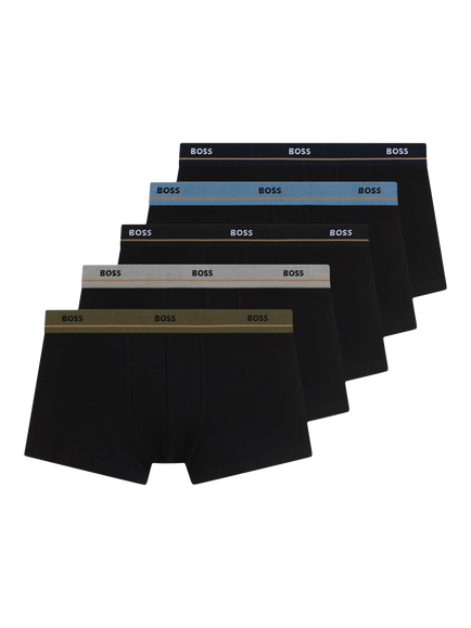 HUGO BOSS BOSS Cotton Blend Trunks, Pack of 5, Black, Black