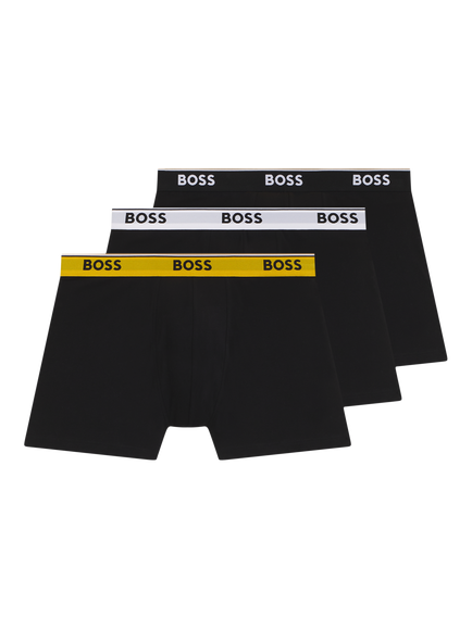 HUGO BOSS BOSS Cotton Blend Boxer Briefs, Pack of 3, Black, Black