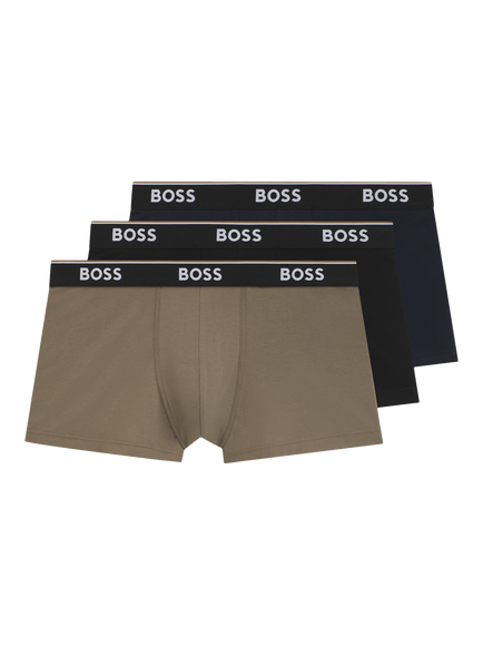 BOSS Stretch Cotton Logo Waistband Trunks, Pack of 3, Multi, Multi