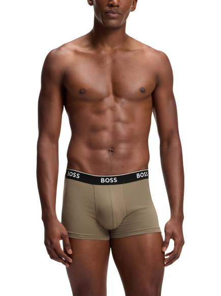 BOSS Stretch Cotton Logo Waistband Trunks, Pack of 3, Multi - view 2, Multi