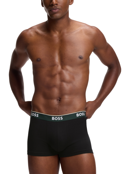 BOSS Stretch Cotton Logo Waistband Trunks, Pack of 3, Multi - view 2, Multi