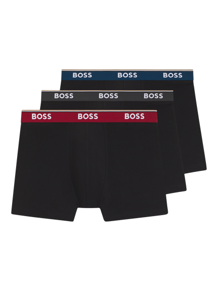 BOSS Stretch Cotton Logo Waistband Trunks, Pack of 3, Multi, Multi