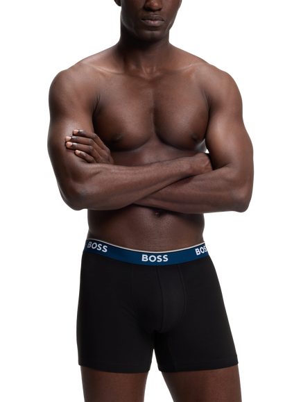 BOSS Stretch Cotton Logo Waistband Trunks, Pack of 3, Multi - view 2, Multi