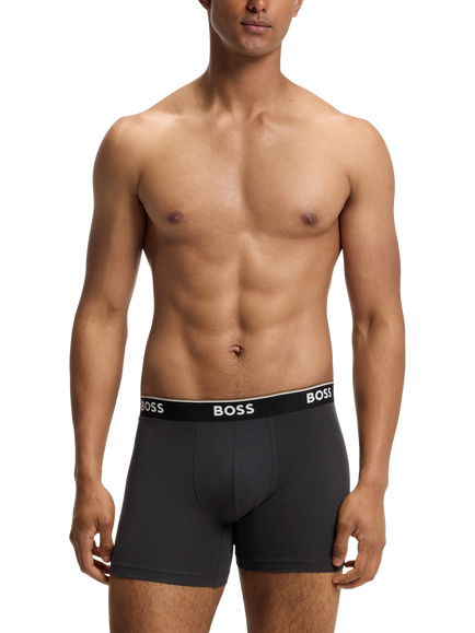 BOSS Stretch Cotton Logo Waistband Trunks, Pack of 3, Multi - view 2, Multi