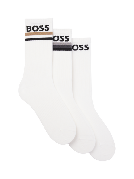 HUGO BOSS BOSS Logo Socks, Pack of 3, White, White