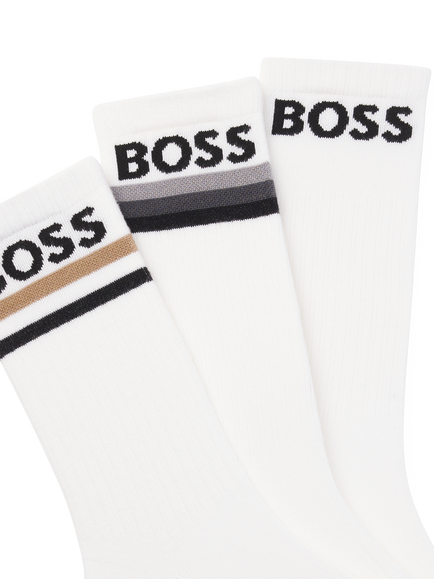 HUGO BOSS BOSS Logo Socks, Pack of 3, White - view 2, White