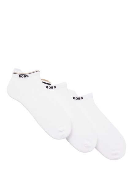 HUGO BOSS BOSS Cotton Blend Trainer Socks, Pack of 3, White, White