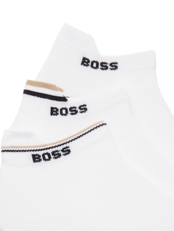 HUGO BOSS BOSS Cotton Blend Trainer Socks, Pack of 3, White - view 2, White