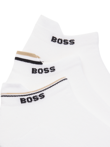 HUGO BOSS BOSS Cotton Blend Trainer Socks, Pack of 3, White - view 2, White