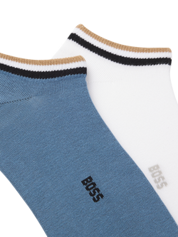 HUGO BOSS BOSS Cotton Blend Trainer Socks, Pack of 2, Blue/White - view 2, Blue/White